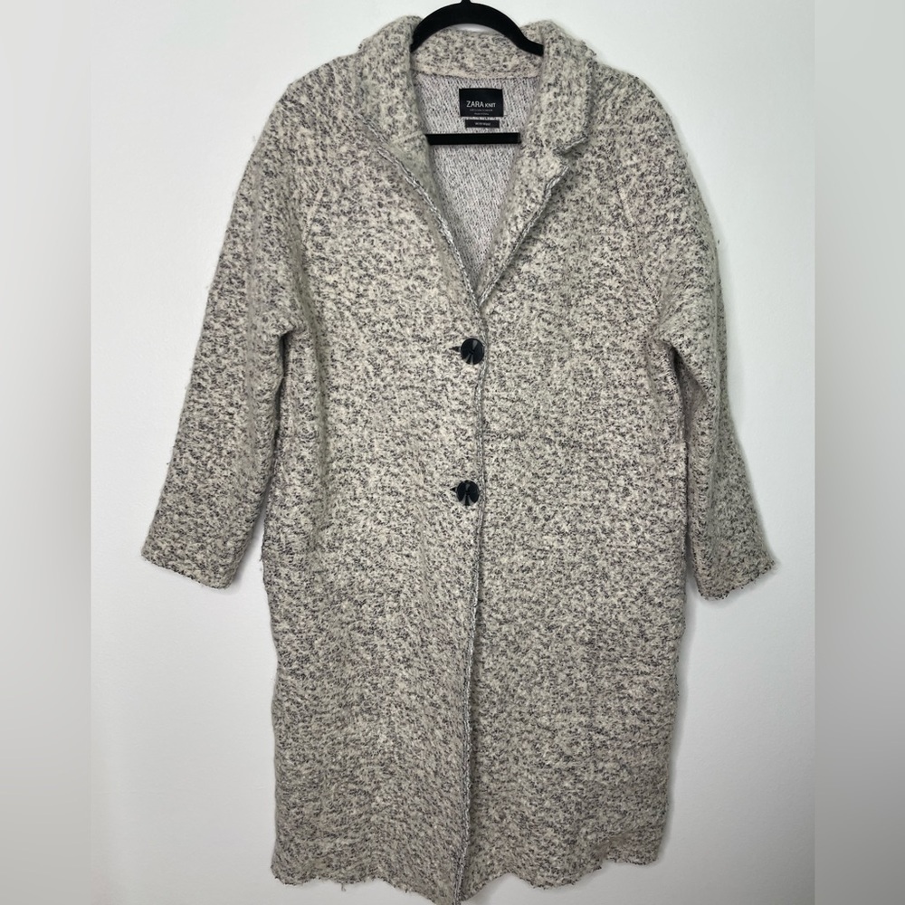 Zara bouclé heathered gray wool coat